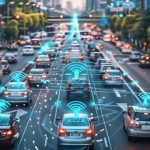 Example of traffic showing connected cars